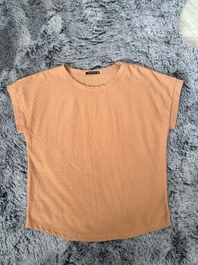 Women’s Short Sleeve Dotted Texture Top - Tan